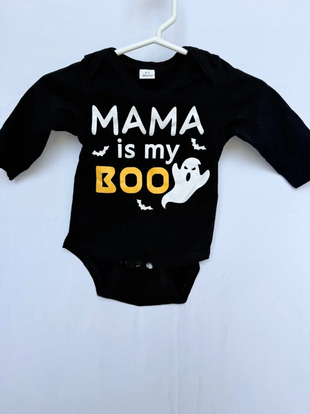 0-3 MTH Mama is My Boo Halloween Baby Outfit - Ghost Print